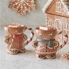 A Nod To One Of The Sweetest Traditions Of The Holidays, This Charming Mugs Make Any Beverage Feel Instantly More Festive. Crafted From Stoneware And Hand-Painted, Each One Is Totally Unique And Full Of Personality. Sip On Hot Cocoa Or Cider All Season Long Or Set It Out With Milk For Santa. This Is A Set Of 2 Mugs - Mr. Spice And Ms. Spice A Perfect Adorable Duo For Your Coffee Bar. Construction Crafted Of Stoneware With A Matte Brown Finish. Sold As A Set Of 4 Or Individually With In Store Pic Gingerbread Mug, Milk For Santa, Pottery Barn Living Room, Woodstock Peanuts, Hand Painted Mugs, Construction Crafts, Painted Mugs, Mark And Graham, Pottery Barn Teen