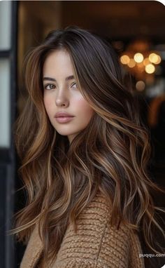 Brown Hair Looks, Brunette Hair With Highlights, Brunette Balayage Hair, Balayage Brunette, Hair Color And Cut, Hair Color Balayage, Hair Inspiration Color