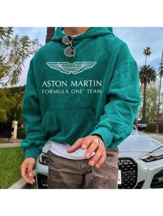 Men Youth Sweatshirt, Oversized Hoodie Racing Graphic Print Hooded Sweatshirt Aston Martin Hoodie Casual Hoodie With Logo For Sports Events, Casual Green Hoodie With Logo Print, Casual Hooded Sweatshirt For Sports Events, Casual Long Sleeve Hoodie For Sports Events, Green Casual Hoodie For Sports Events, Casual Green Hoodie For Sports Events, Green Crew Neck Hoodie For Sports Events, Green Winter Hoodie For Sports Events, Green Crew Neck Hoodie For Sports Season