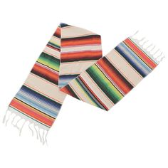 two multicolored striped scarfs on white background