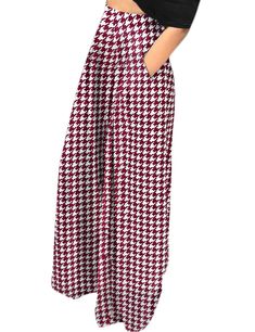 Red Plaid Print Wide Leg Pants with Pockets Casual Burgundy Pants With Pockets, Casual Burgundy Wide-leg Pants, Fall Red Wide Leg Ankle-length Pants, Red Summer Pants With Pockets, Red Wide Leg Pants With Pockets For Fall, Red Non-stretch Wide Leg Pants With Pockets, Casual Burgundy Bottoms With Pockets, Wide Leg Burgundy Pants With Pockets, Burgundy Wide Leg Pants With Pockets