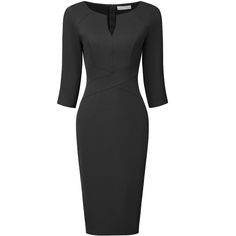 This dress can be a perfect addition to almost any outfit from formal to daily wear, great for work, meetings, offices, businesses, work, parties, cocktails, weddings, casual, everyday dressing, etc. Keep your look elegant and stylish in summer weather with this sheath dress from Hobemty, featuring a hidden zipper at the front and cross waist-lined for a sheath fit. Pair with a delicate necklace and heels for a chic office look. Comfortable and classic, this sheath Pencil dress is perfect on its Business Core, Women Professional Attire, Work Parties, Zipper Neck, Work Meetings, Pencil Dresses, Black Pencil Dress, Midi Pencil Dress, Career Fashion