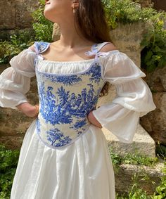 Blue Renfaire Outfit, Blue Ren Faire Outfit, Corset Fantasy Outfit, Corset On Top Of Dress, Stays Outfit, Fantasy Corsets, Dress With Corset On Top, Blue Corset Outfit, Renicansse Fair Outfits