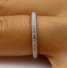 1.30ct Platinum 3 Row Pave Diamond Full Eternity WEDDING ANNIVERSARY Band Ring | Treasurly by Dima - Exquisite Diamonds and Fine Quality Antique, Vintage, and Estate Jewelry Pave Ring Band, Micro Pave Wedding Band, Pave Diamond Wedding Bands, Pave Wedding Bands, Micro Pave Ring, Pave Diamond Band, Vs2 Diamond, Pave Band, Pave Diamond Ring