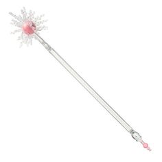 a pink and white snowflaker on top of a long plastic stick with an attached handle