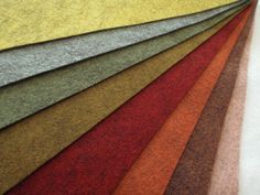 several colors of felt are arranged in rows