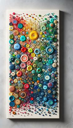 a painting made out of buttons on a wall