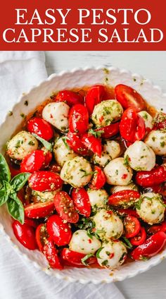 a white bowl filled with tomatoes and mozzarella