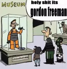 a cartoon depicting a museum with an image of a man standing in front of a mirror