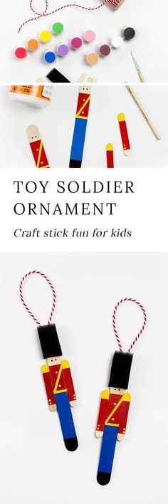 the toy soldier ornament is made out of construction paper