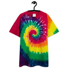 Tie Die? Embroidered Smiley Face... in the center? You had me at Tie Die.. The tee has a cool, relaxed fit and is highly durable thanks to its heavyweight cotton material. Don't be weird, join the tie-dye trend and order it for yourself today. Also, Hi! Please allow for 2-3 business days for tracking to become available. * 100% US grown cotton *  Fabric weight: 7.5 oz/yd² (254 g/m²) *  Oversized fit *  Ribbed neck *  Blank product sourced from Honduras HEY YOU! Your love and support means everything to this cat mom (to 2 boys) who took a chance on ditching her 9-5 to pursue her dreams and create something of her own. I hope you love your product as much as I enjoyed creating it. If there are any questions or concerns please reach out to me via Esty or via email sunvibezco@gmail.com <3 This Pride 2024, Hippie T Shirt, Ancient Tools, Streetwear Essentials, Embroidery Gifts, Happy Design, Smiley Faces, Personalized Embroidery, Tie Dye Shorts