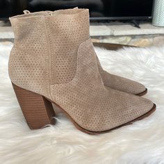 Gorgeous Vince Camuto Booties! Never Worn, Still Have Stickers On Bottom Of Shoe. Size 7.5. Soft Suede. Vince Camuto Booties, Bottom Of Shoe, Vince Camuto Shoes, Soft Suede, Shoes Heels Boots, Vince Camuto, Shoes Women Heels, Heeled Boots, Shoes Heels