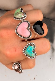 With All My Love Single Stone Heart Sterling Silver Ring | PREORDER NOW OPEN-Rings-Krush Kandy, Women's Online Fashion Boutique Located in Phoenix, Arizona (Scottsdale Area) Turquoise Heart Ring, Pink Opal Ring, Jewelry Wishlist, Into The West, Single Stone Ring, Turquoise Heart, Kandy, Sterling Jewelry, Jewelry Lookbook