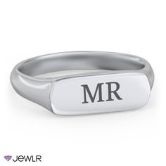 Less is more with this slim version of the traditional signet ring. This modern design is great for stacking or can simply be worn alone. Personalize with engraved initials on the ring’s flat surface to represent you, your significant other, or a loved one. Customize in your choice of sterling silver or white, yellow, and rose gold. Homemade Signs, Engraved Initials, Signet Ring Men, Simply Be, For Sale Sign, Significant Other, Less Is More, Innovation Technology, Silver Man