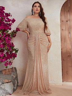 Dresses Sparkle, Shine Dress, Sequin Formal Dress, Dresses Formal Elegant, Dress Sequin, Fishtail Dress, Vestido Plus Size, Shein Dress, Wedding Guest Dresses