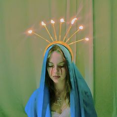 virgin mary halloween costume Gloria Steinem Halloween Costume, The Virgin Mary Costume, Mother Mary Halloween Costume, Conceptual Halloween Costumes, Broom Costume Human, Virgin Mary Outfit, Sick And Tired Halloween Costume, Catholic Halloween Costumes, Virgin Mary Costume Diy