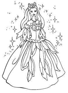 the princess in her dress coloring page for kids to print out and use on their own walls