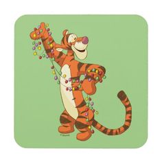 a cartoon character is holding on to a string with beads around his neck and feet