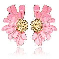 PRICES MAY VARY. Design: Big floral earrings for women are designed in the shape of half a flower, simple and stylish, perfect for all hairstyles and will suit most outfits, make you stand out from the crowd. Material: Pink flower earrings studs are made of high quality alloy, and it features a metal plating and an electrocoating for a more lustrous appearance, will not easy to fade and tarnish. Size: 3.4cm*5cm (1.33in*1.96in), weight:11.5g/0.41oz. Rich and lovely colors, light weight, comfortab Rose Gold Flower-shaped Jewelry For Summer, Rose Gold Flower Earrings For Spring, Pink Flower Shaped Pierced Earrings, Pink Flower Shaped Single Earring, Spring Rose Gold Flower Earrings For Pierced Ears, Spring Flower Pierced Earrings, Rose Gold Flower Earrings For Summer, Rose Gold Flower Shaped Earrings For Spring, Rose Gold Flower-shaped Earrings For Summer