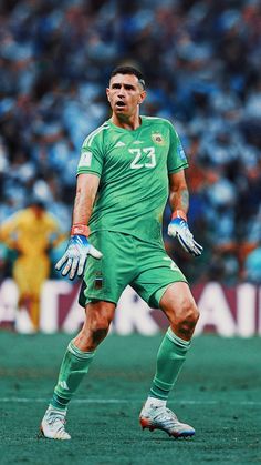 the soccer player is ready to kick the ball in front of an audience at a sporting event