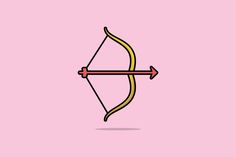 an illustration of a bow and arrow on a pink background