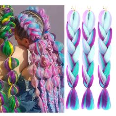 PRICES MAY VARY. ★【Advantage】High-quality Kanekalon synthetic hair, No tangle,No smell,No shedding,Easy to braid. ★【Hair Material】100% Ombre Braiding Hair,Best quality kanekalon braiding hair for braiding,Nature,Softer,Lighter. ★【Color】 Ombre Color,Include 2 Tone and 3 Tone,Natural Gradient,More Colors options. ★【Package】24 Inch,100g/Piece,3pcs/Pack. ★【Useage】Fits perfectly for Different Occasions, for Daily Use, Party, Date, Wedding, Performance, etc. ★ 【Color】：Blue-Pink-Purple
 ★ 【Reminder】： I Kanekalon Braiding Hair, Jumbo Braiding Hair, Color Extensions, Dutch Braid Hairstyles, Latest Hair Trends, Jumbo Braids, Hair Brands, Braid In Hair Extensions, Crazy Hair Days