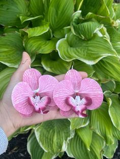 Custom orchid earrings. Click link to shop! Handmade Orchid Earrings, Flower-shaped Earrings For Summer Vacation, Flower Shaped Earrings For Summer Vacation, Summer Vacation Flower-shaped Earrings, Orchid Earrings, Charm Necklaces, Earrings Pink, Labour Day, Orchids