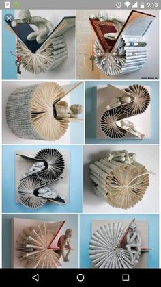 many pictures of different items made out of paper