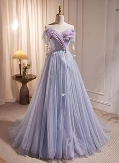 Light Purple Prom Dress, Tulle Formal Dress, Purple Formal Dress, Purple Tulle, Purple Prom, Tulle Sleeves, Purple Prom Dress, Evening Gowns Elegant, Short Homecoming Dress