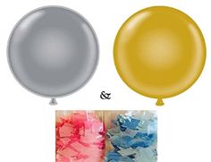 two balloons, one silver and the other gold with tissue paper on it's sides