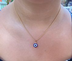 "This necklace is combination of -Handmade Blue Evil Glass bead. -18\" Gold Filled Chain . 🧿The evil eye is a curse or legend believed to be cast by a malevolent glare, usually given to a person when they are unaware. ... Talismans or amulets created to protect against the evil eye are also frequently called \"evil eyes\".🧿" Blue Beaded Chain Charm Necklace As Gift, Spiritual Evil Eye Necklace, Blue Evil Eye Pendant Necklace, Bead Evil Eye, Evil Eye Pendant Amulet Necklace, Blue Evil Eye Metal Necklace, Spiritual Evil Eye Metal Necklace, Turkish Eye, Turkish Evil Eye