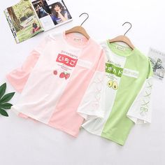 Fashion Strawberry Tshirt PN2485 Summer Green Tops With Graphic Design, Cute Long Sleeve T-shirt For Spring, Cute Graphic Design Tops For Summer, Cute Long Sleeve Cotton T-shirt, Green Trendy Top With Graphic Print, Green Graphic Design Summer Top, Cute Long Sleeve Tops With Graphic Print, Trendy Long Sleeve Tops With Cartoon Print, Casual Green Tops With Funny Print