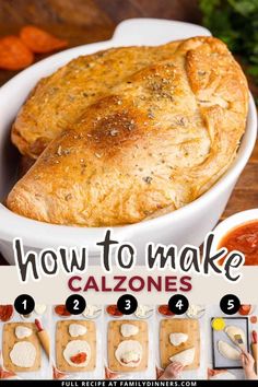 how to make calzones in a casserole dish with instructions on the side