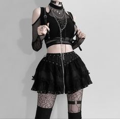 Dark Academia Aesthetic Black, Skirts Y2k, Gothic Lace, Lace Mini Skirt, High Waist Short, Black High Waisted Shorts, Dark Outfits, Grunge Streetwear, Aesthetic Black