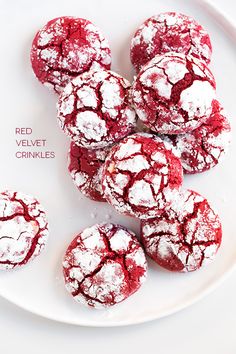 red velvet crinkles on a white plate