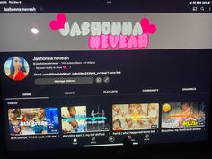 a television screen with the name jadonna nevah on it's display