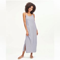 Glide Through The Sunnier Seasons From Dawn To Dusk In This Effortless Midi Dress That Gathers At The Back With A Dainty Tie Closure. Scoop Neck Spaghetti Straps 75% Rayon, 25% Linen Machine Wash, Dry Flat Imported Light Lavender Fitted Lavender Maxi Dress For Summer, Summer Lavender Fitted Maxi Dress, Chic Lavender Sleeveless Maxi Dress, Lavender Sleeveless Dress For Daywear, Lavender Sleeveless Day Dress, Chic Lavender Midi Dress For Summer, Lavender Dresses For Daywear, Purple Maxi Dress For Summer Daywear, Elegant Lavender Dress For Vacation