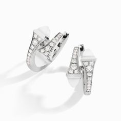 Cleo Diamond Huggie Earrings Marli New York White White Agate Earrings White Gold, Diamond Huggie Earrings, Diamond Huggies, White Agate, Earrings White, Huggie Earrings, Huggies Earrings, Brilliant Cut Diamond, White Gold Diamonds