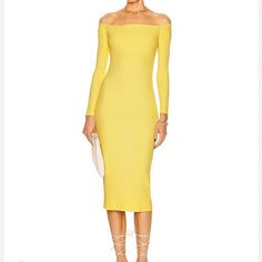 Brand New And Oh La La Kind Of Cute! Built-In Shelf Bra Length 44.5” Underarm 13” Take Advantage Of The Bundle Feature And Score Multiple Items For Discounted Shipping! Dm Me For Stellar Deals! Elegant Yellow Long Sleeve Bodycon Dress, Elegant Yellow Bodycon Dress For Brunch, Yellow Long Sleeve Bodycon Dress For Spring, Lurex Dress, Ls Dress, Ribbed Tank Dress, Strappy Midi Dress, Midi Tank Dress, Twisted Dress