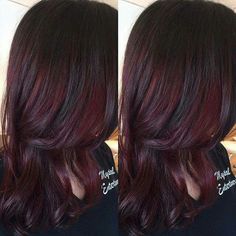 Love this color! #matrix Merlot Hair Color, Hair Color Plum, Wine Hair, Peekaboo Hair, Hair Color Options, Hair Color Burgundy