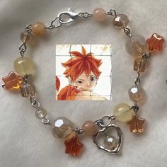 Anime Jewelry Diy, Haikyuu Bracelet, Anime Bracelet, Pulseras Aesthetic, Diy Kandi Bracelets, Angel Bracelet, Cute Friendship Bracelets, Anime Jewelry, Kandi Bracelets