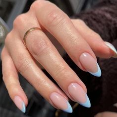 Blue Nail Art Designs, Short Almond Nails, May Nails, Short Almond, Almond Shape Nails, Almond Nails Designs, Blue Nail Designs