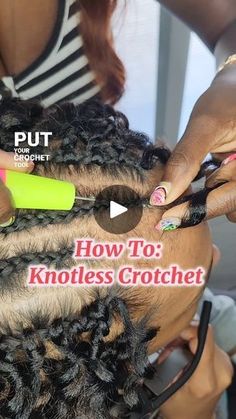 Feed In Crochet Braids, Crochet With Braiding Hair, How To Crochet Braids For Beginners, Latch Hook Hairstyles Crochet, How To Crochet Hair, How To Do Crochet Braids, Crotchet Braids Styles Hairstyles, Crotchet Braids Pattern Hair, Braid Down For Crochet