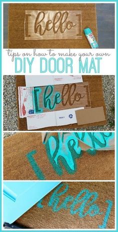 diy door mat with the words hello written on it and some other things to make