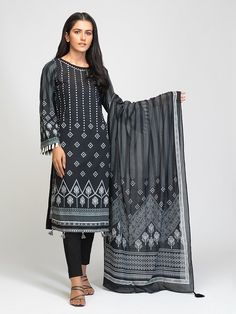 Salitex Lawn Shirt Black & White Bw 00050 Summer Collection 2021 Cotton Suit Designs, Suits For Wedding, Pakistani Designer Suits, Gul Ahmed, Kurti Collection, Lawn Shirts, Lawn Suits, Pakistani Designers, Suit Designs