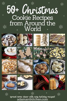 the cover of 50 christmas cookie recipes from around the world, including cookies and desserts