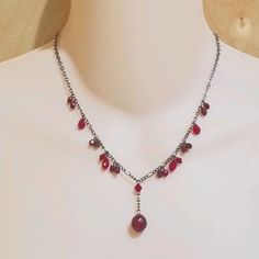 Ann Taylor Loft Red Crystal Beads Tear Drop Lariat Necklace. New With Tag. Dark Red And Lighter Red Beads. Black Adjustable Chain With Lobster Claw Clasp. Length 18". Preppy Necklaces, Costume Necklaces, Long Silver Necklace, Dangle Necklaces, Rose Quartz Beads, Pink Turquoise, Drop Beads, Rhinestone Necklace, Glass Bead Necklace