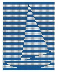 a cross stitch pattern with the shape of a christmas tree in blue, white and grey