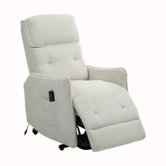 the reclining chair is upholstered and ready to be used in any room