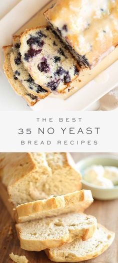 blueberry quick bread recipe with text overlay